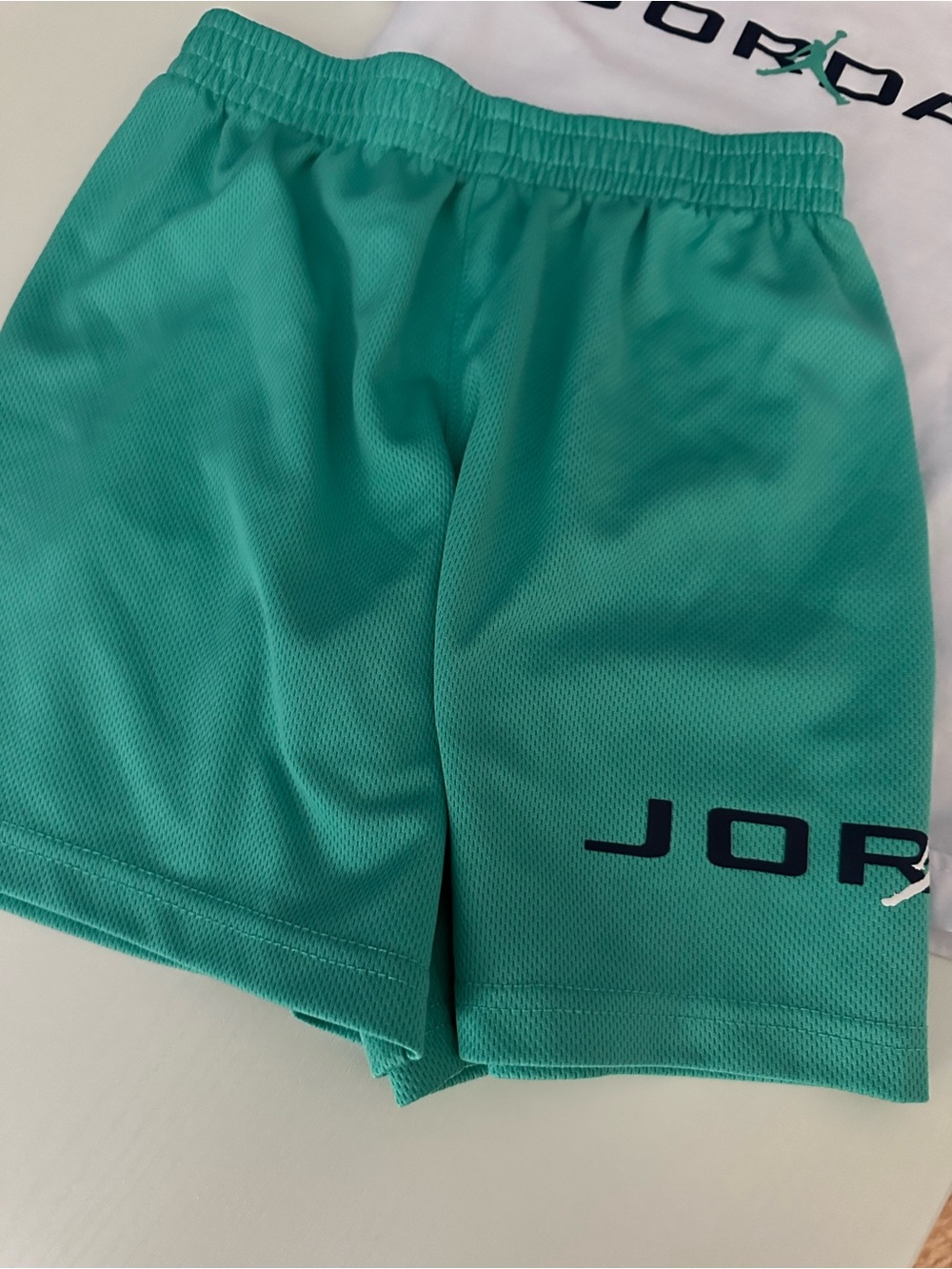 Jordan White Tee with Teal Jumpman Accent & Teal Shorts - Picture 6 of 6